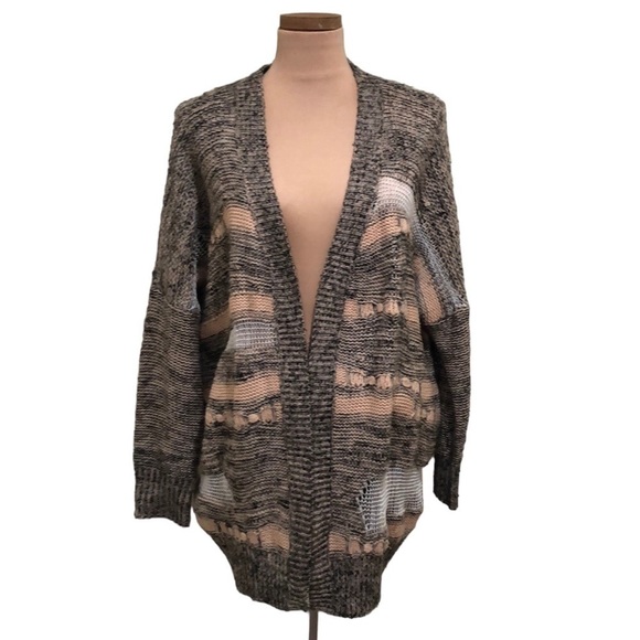 Revolve Minkpink Cardigan Sweater Size Small Coral Gray Marl Knit - Picture 1 of 9